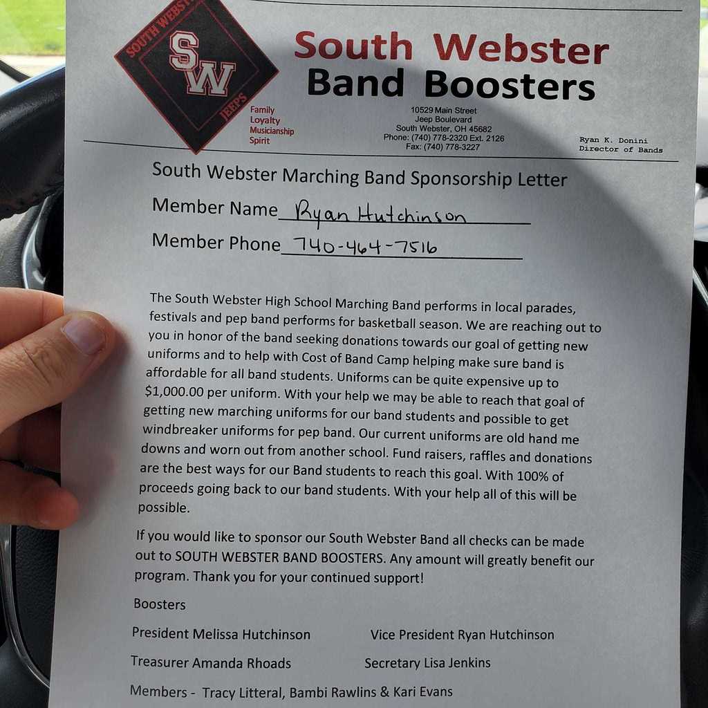 Band Sponsorship Letter